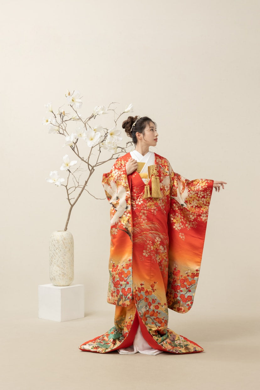 色打掛・祝立鶴｜白無垢・色打掛レンタルなら結婚式着物専門の