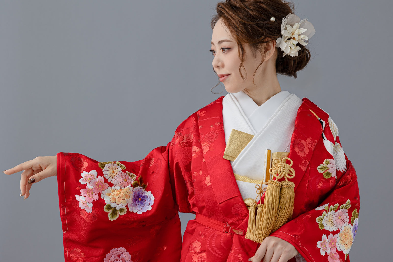 鶴に牡丹菊桜｜白無垢・色打掛レンタルなら結婚式着物専門の