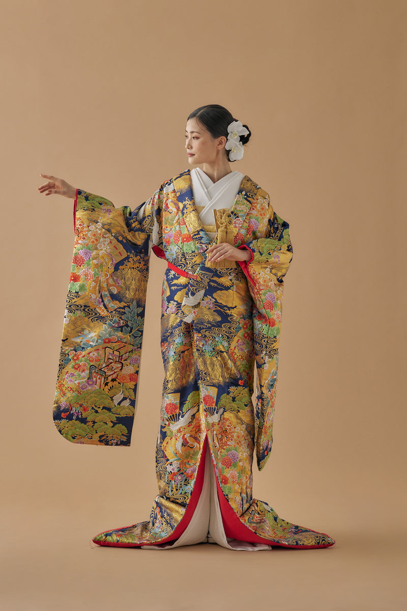 桧扇に鶴