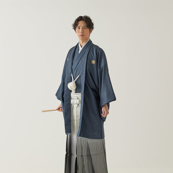 紺藍菱 / 白黒暈し銀縞｜白無垢・色打掛レンタルなら結婚式着物専門の