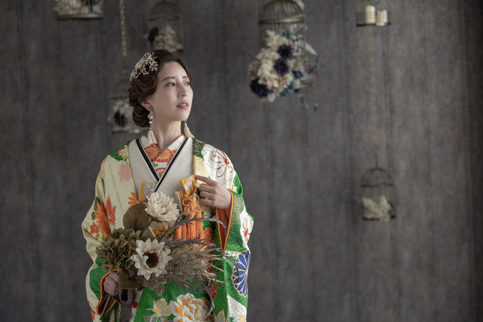 kimono☆ 1日出品　0608 色打掛・桜牡丹｜白無垢・色打掛レンタルなら結婚式着物専門の