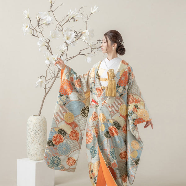 ★お求めやすく価格改定★ 菊花 楓 花紋 唐織 カネボウ 鴛鴦 （TANAN ③ p 034a 着物 打掛 着物・浴衣