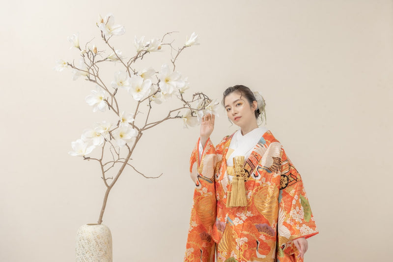 色打掛・糸巻飛び鶴|白無垢・色打掛レンタルなら結婚式着物専門の