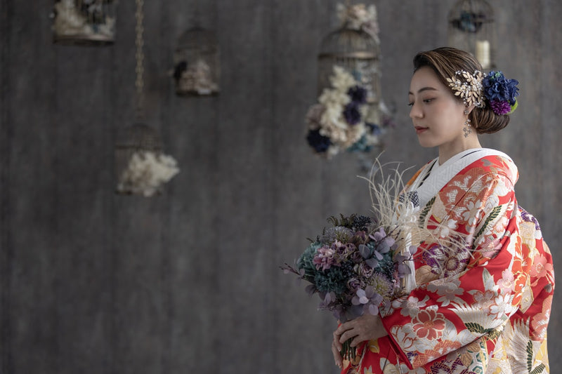 四季花に鶴
