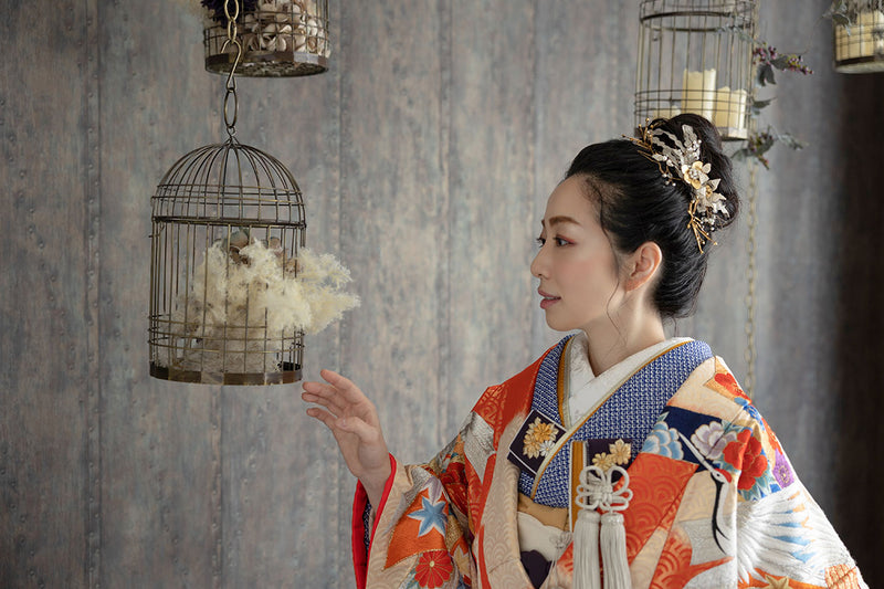 熨斗目四季花・色打掛のレンタル着物