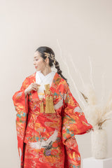 梅流水鶴・色打掛のレンタル着物