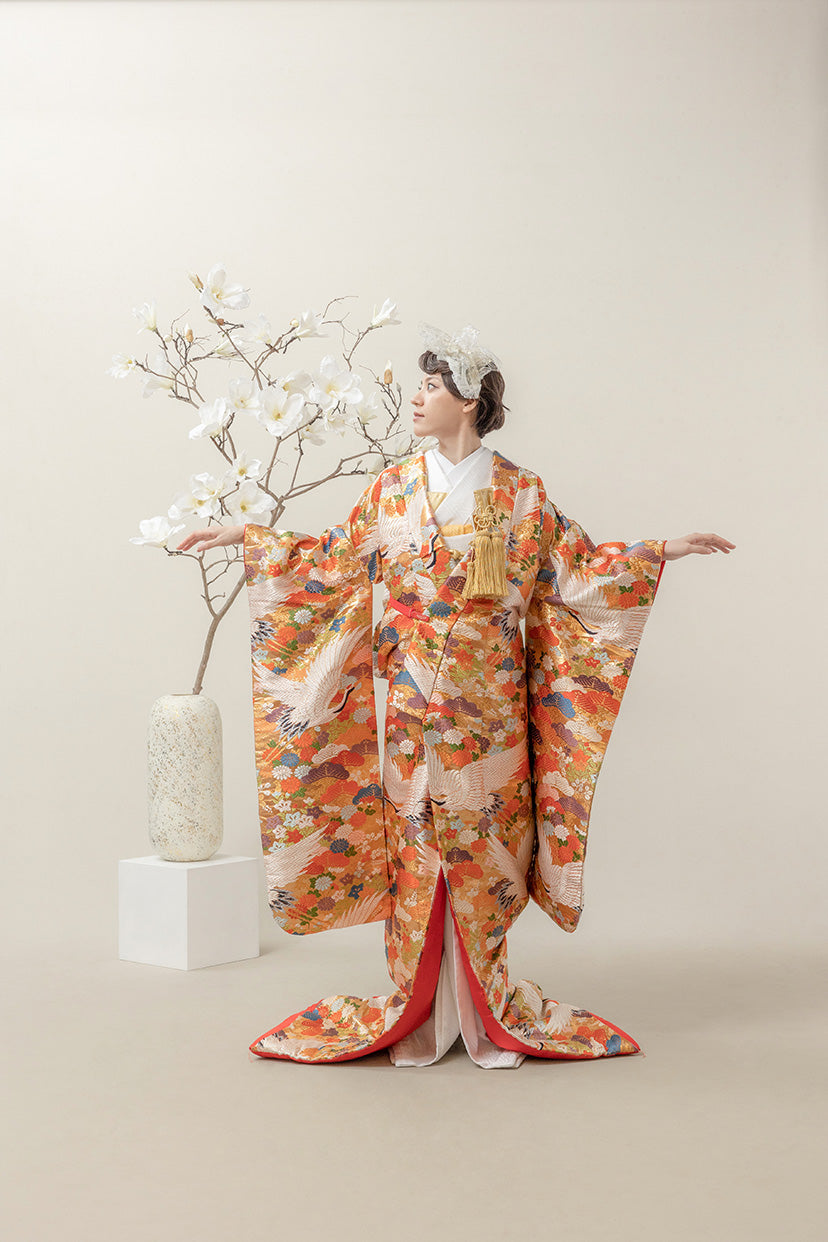 色打掛・秋草鶴松｜白無垢・色打掛レンタルなら結婚式着物専門の【THE