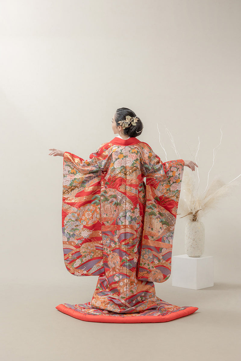 観世花扇面・色打掛のレンタル着物