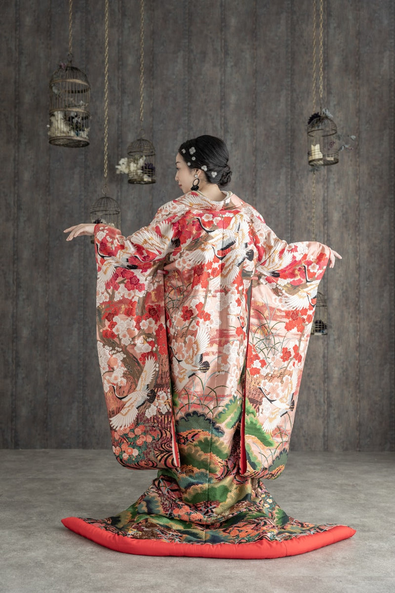 【30％OFF】 色打掛・鶴紅梅｜白無垢・色打掛レンタルなら結婚式着物専門の 着物・浴衣