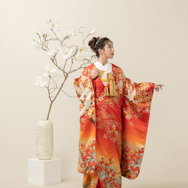 色打掛・祝立鶴｜白無垢・色打掛レンタルなら結婚式着物専門の【THE